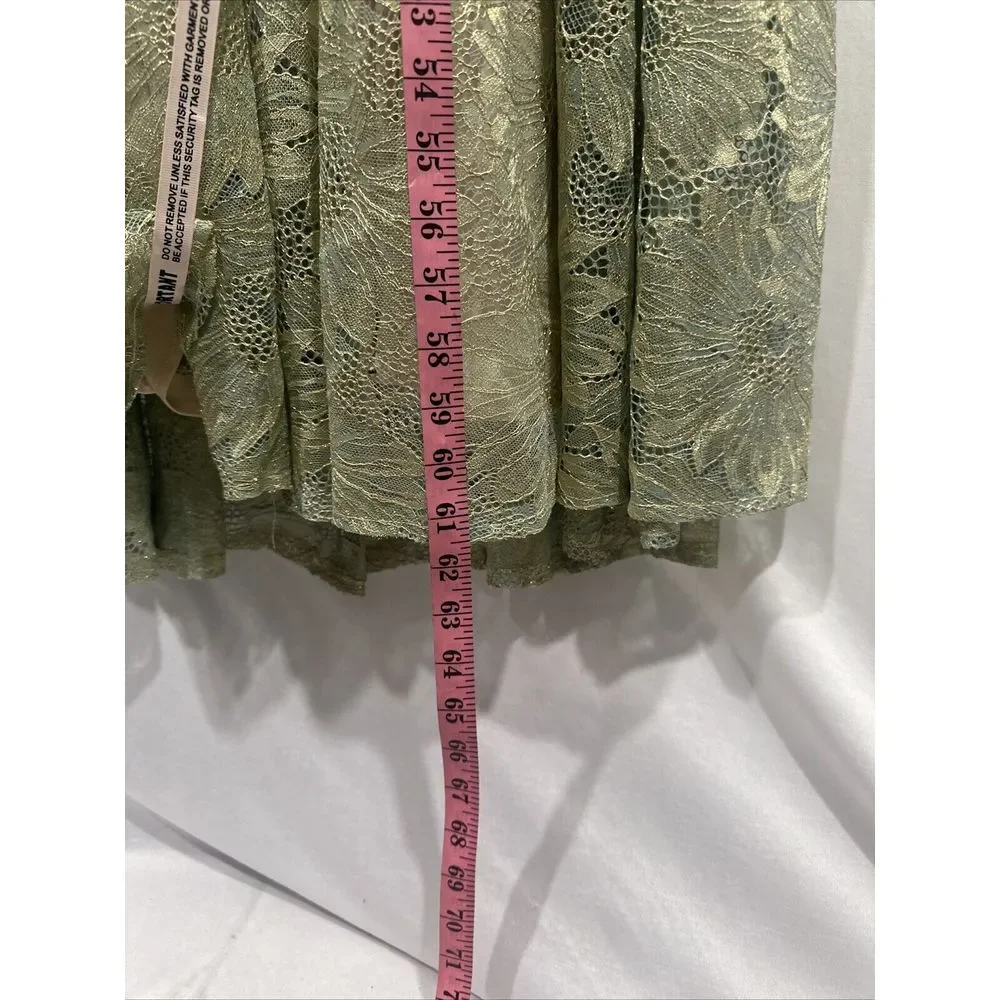 NWD Mac Duggal [ 2 ] 491881 Jeweled Long Sleeve Floral Lace Gown Sage Gold Q1023